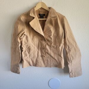 Taunt Vintage Y2K 90s 100% Leather Suede Tan Jacket Womens Size L
